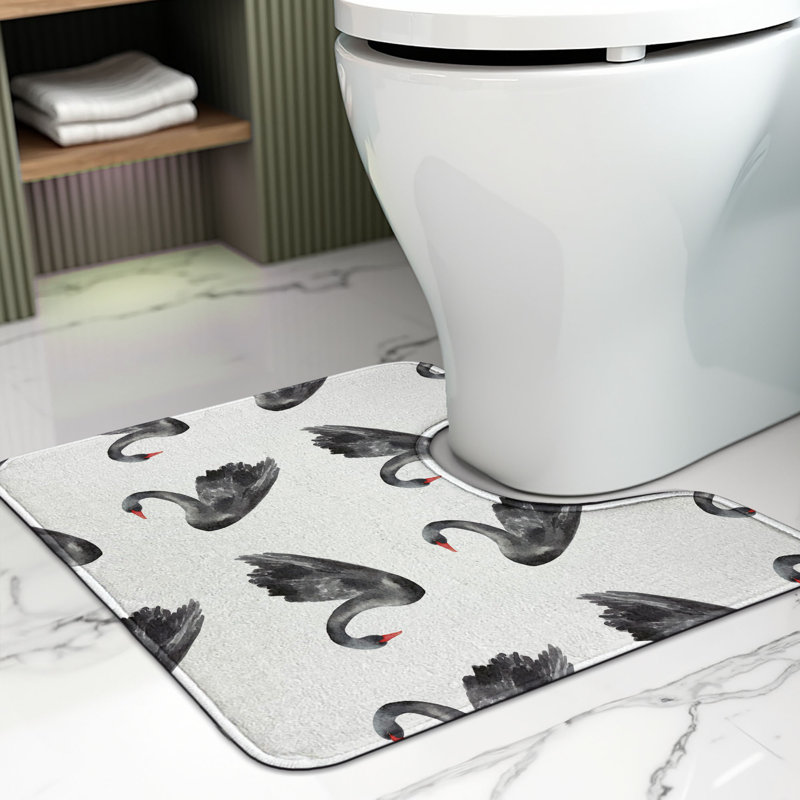Tapis de salle de bain en U Swan 20 po gris anthracite blanc rouge