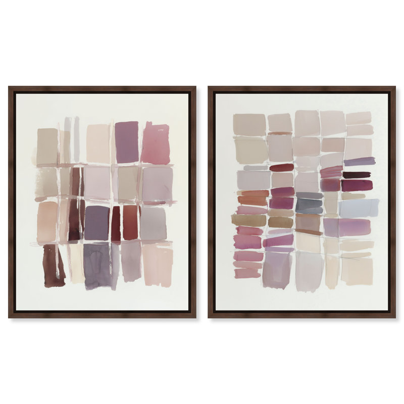 Ensemble de décorations murales abstraites Tonal Gridwork , H 37 po x l 31 po, Silver Frame