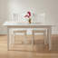 Ensemble de salle à manger rectangulaire 3 pièces en bois massif blanc lin asiatique avec sièges en bois à motifs de papillons et dossiers à lattes