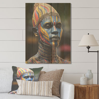 Portrait rituel africain festif - Masque africain sur bois