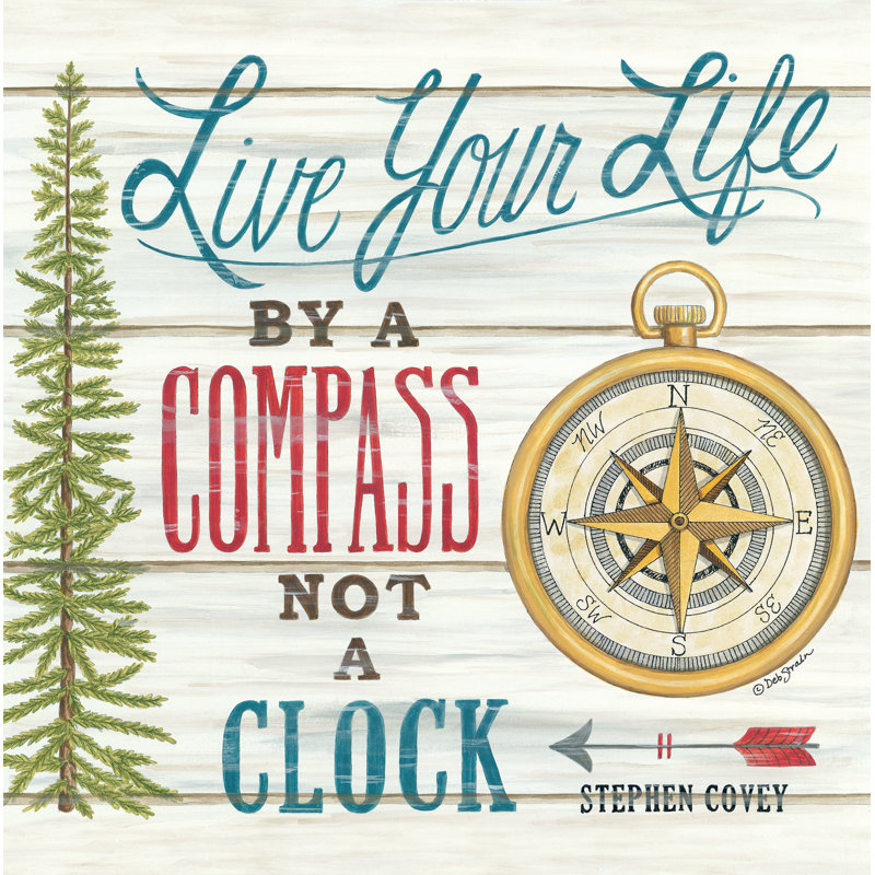 «Compass Not a horloge» par Deb Strain - impression, H 12 po x l 12 po, Oui, Papier avec cadre unique blanc