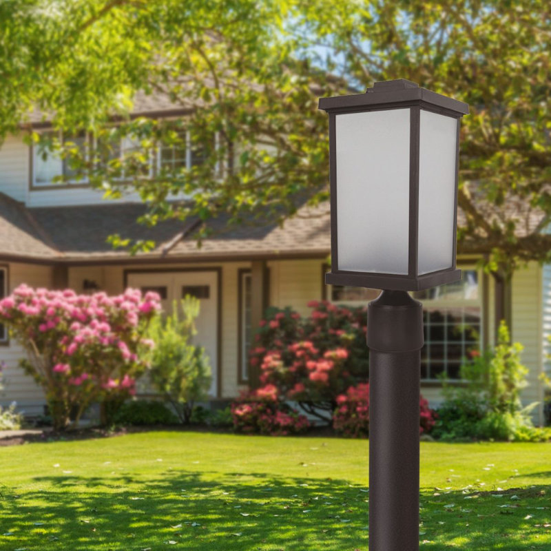 Solus Artisan Square Post Top Fixture with Frosted Acrylic Lens & LED Bulb, Bronze, 4000K