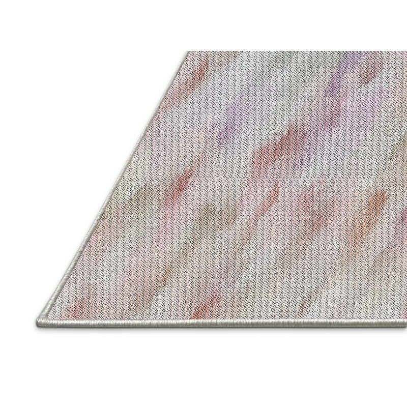 Tapis rose/vert tissé à la machine, Rectangle 5 pi x 7 pi