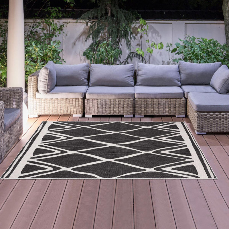 Holdridge Geometric Hand Woven Indoor / Outdoor Area Rug, Rectangle 160 x 230cm