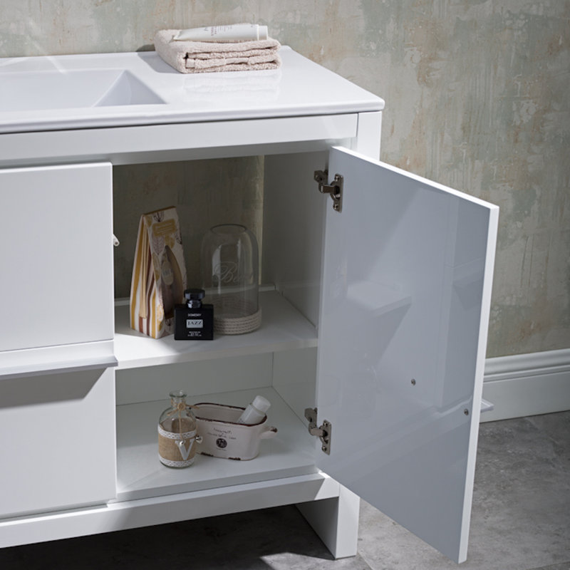 Artemis 48'' Single Bathroom Vanity with Ceramic Top, Glossy White