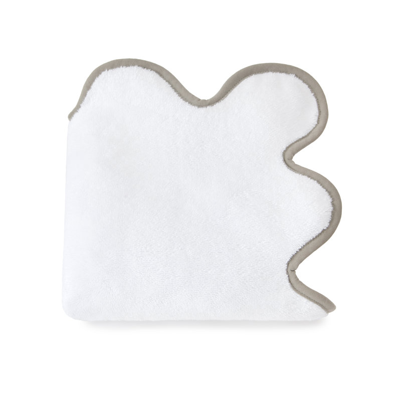 Scalloped Hand Towel, White/Gray, Hand Towel