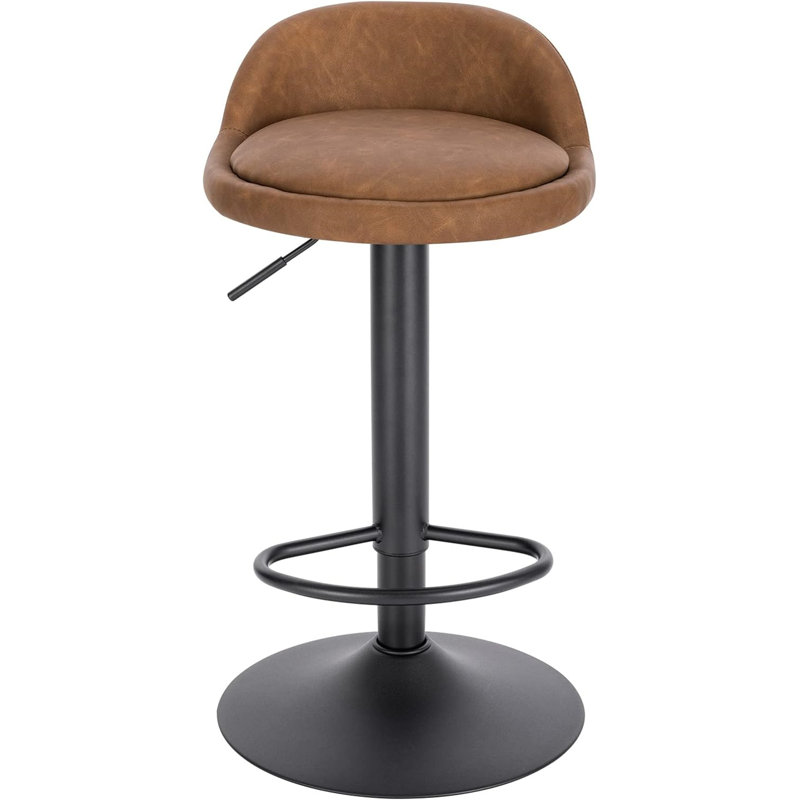 Mettawa Swivel Upholstered Adjustable Height Counter Stool with Metal Frame, Brown