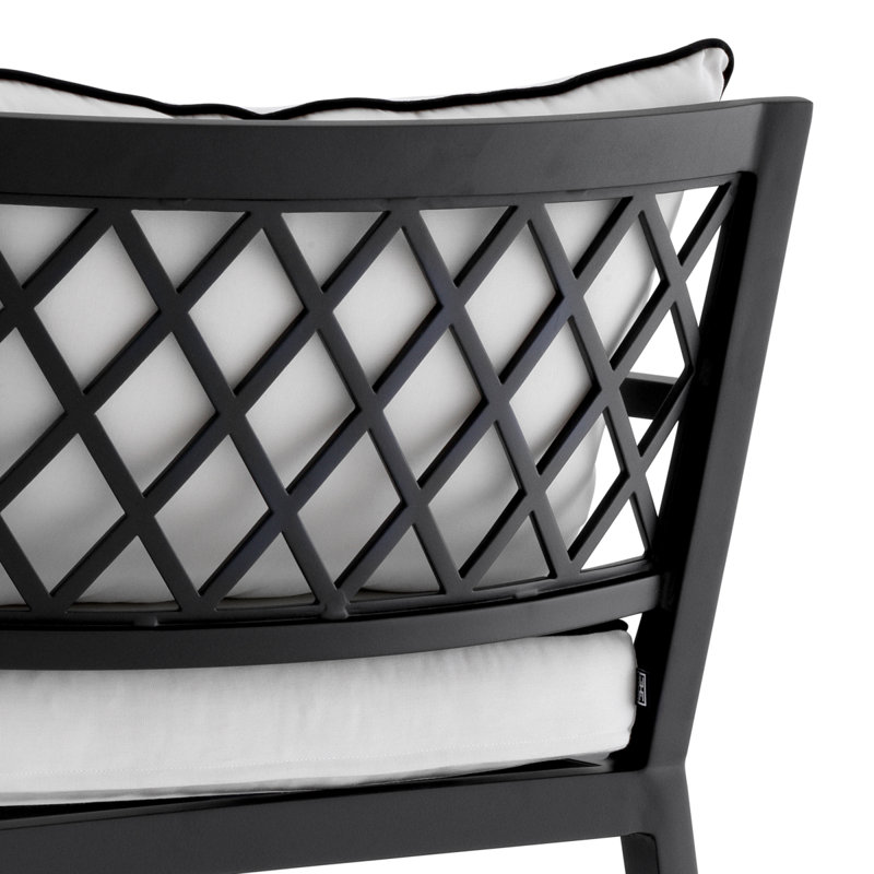 Chaise longue avec coussin Bella Vista, Cadre noir / coussin blanc
