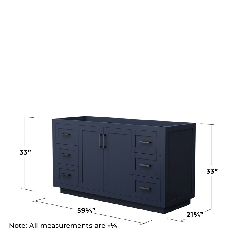 Base de meuble-lavabo simple autoportante 59,25 po Miranda, Bleu foncé / noir mat