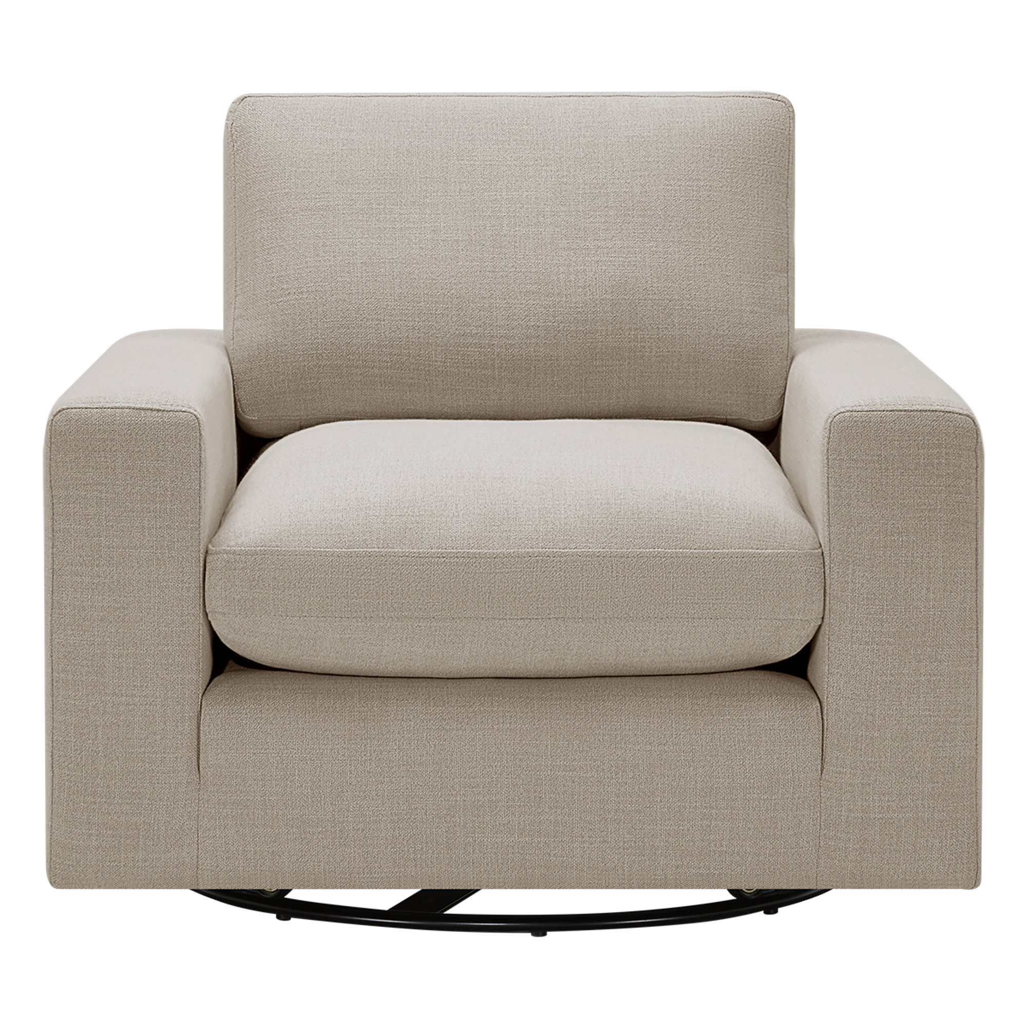 Asher Upholstered Swivel Armchair, Effie Flax Performance Linen