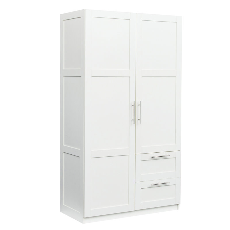 Armoire haute et armoire de cuisine avec 2 portes, 2 tiroirs et 5 espaces de rangement, blanc