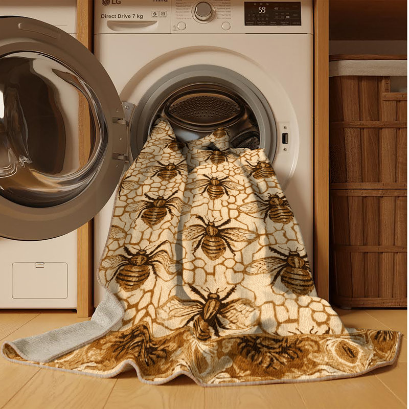 Tapis brun français lavable à la machine, Rond 3 pi