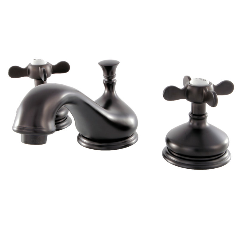 Kingston Brass Essex Two-Handle 3-Hole Deck Mount Widespread Bathroom Faucet with Brass Pop-Up Drain, Oil Rubbed Bronze
