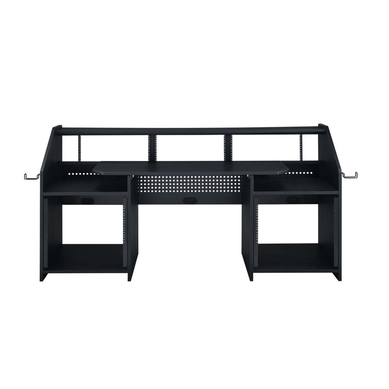 Bureau de musique rectangulaire avec 2 compartiments ouverts (sans les chaises de bureau), Noir