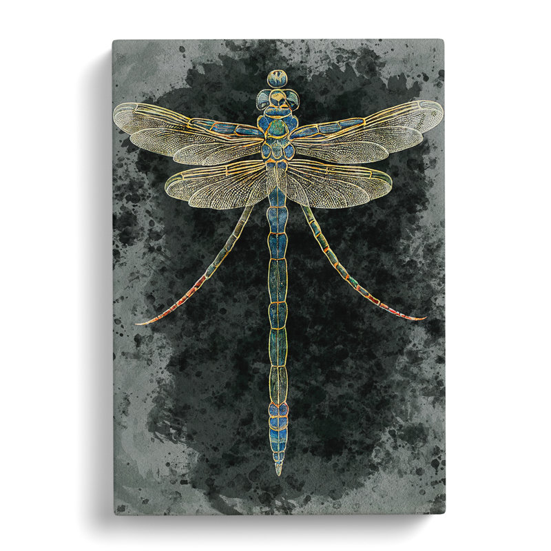 Watercolour Dragonfly No.3 - Wrapped Canvas, 76cm H x 50cm W x 3cm D