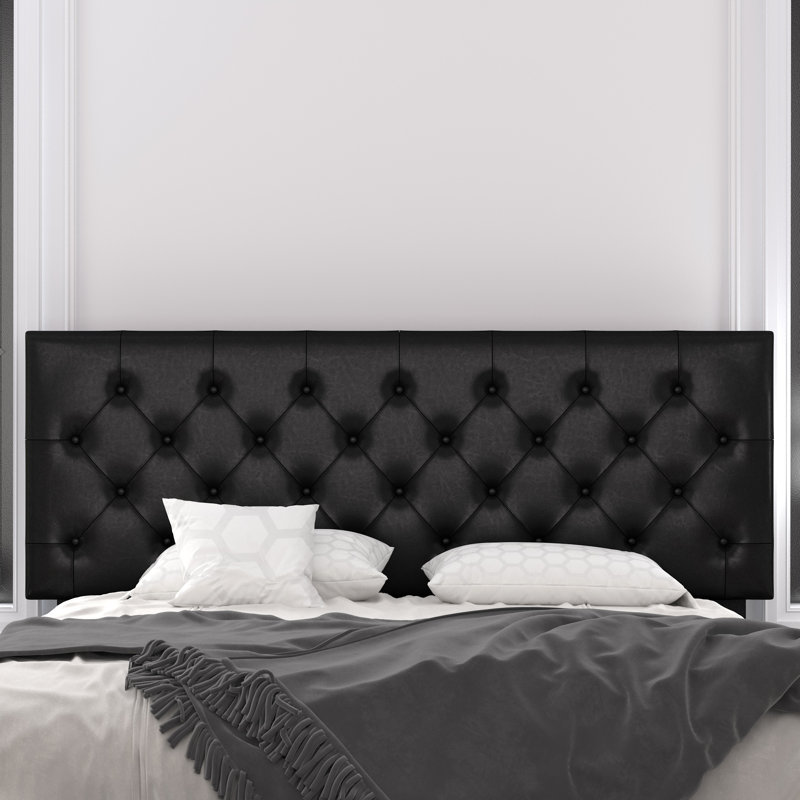 Darrach Upholstered Unfinished Platform Bed, Black, Full
