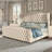 DuJuan 50.8"H Adjustable King Bed with Nailhead Trim Wingback & Deep Button Tufted Headboard, Cream-1226737308-1226737306