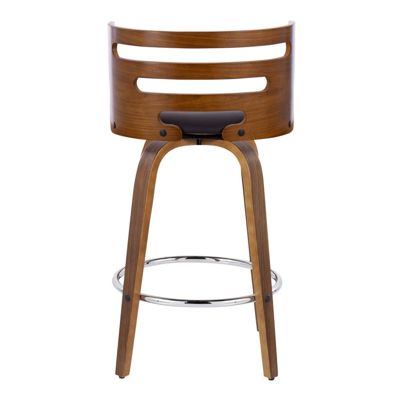 Swivel Upholstered Faux Leather Counter Stool, Brown