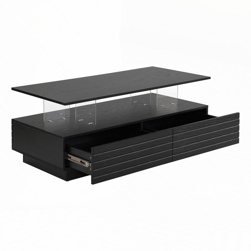 Table basse moderne à 2 tiroirs de 47,2 po, Noir