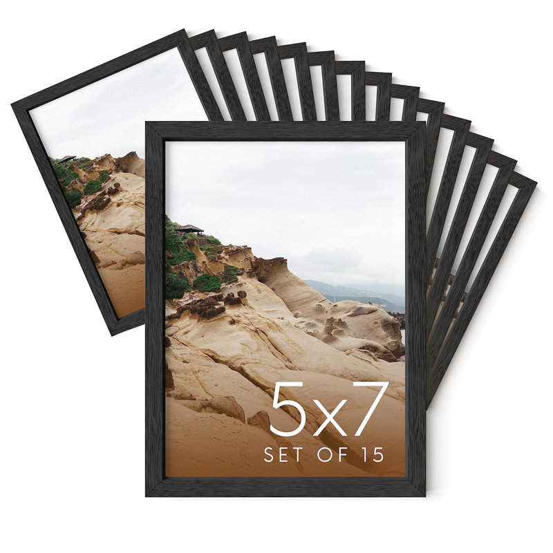 Cadre photo en bois - ensemble de 15, Noir, H 7 po x l 5 po