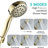 5 Mode Handheld Showering Head - Polished Golden, Good Impact Resistance, Wall Mounted, Round Shape, Adjustable Spray Head, Includes Hose Shower With Settings High , Round, Water And Force,-125518195