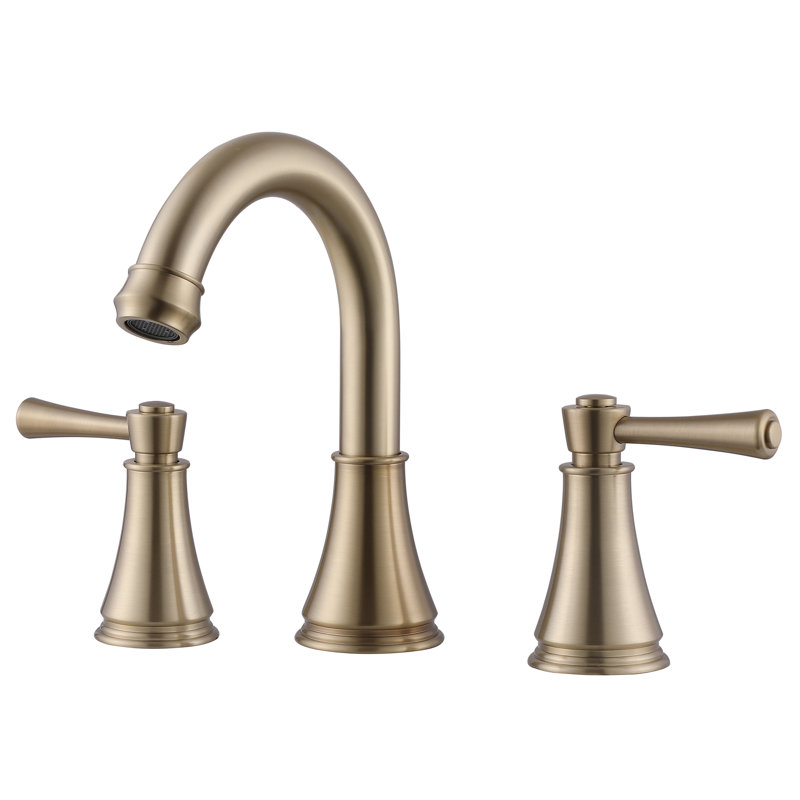 8.15" 3 Holes Bathroom Faucet, Solid Brass 8 Inch Widespread Bathroom Sink Faucet, Brushed Gold