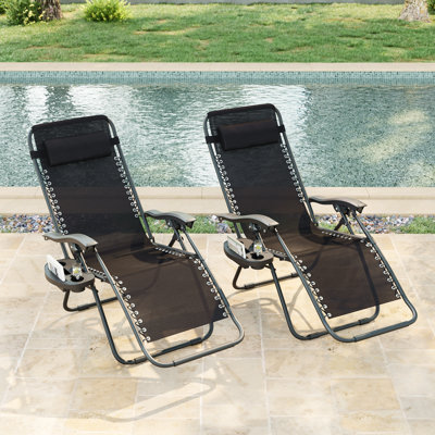 2Pcs Reclining Zero Gravity Chair Lounge Chair Recliners for Patio by Arlmont & Co.