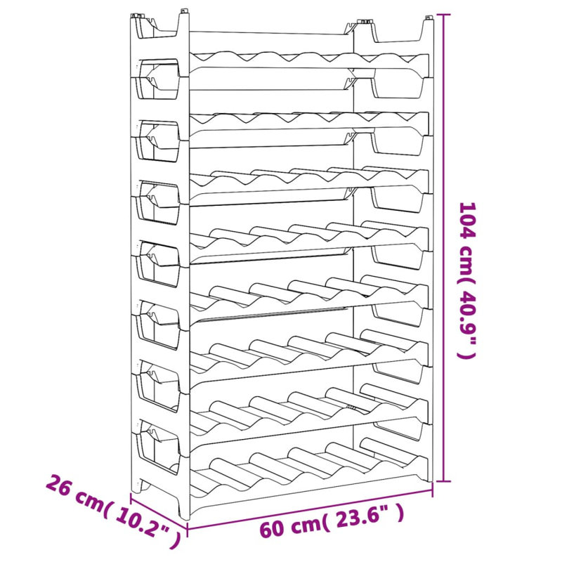 Bilderback Tabletop Wine Bottle Rack in Anthracite, 104cm H x 60cm W x 26cm D