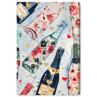 Fun Floral Champagne Canvas Fashion Art Print by