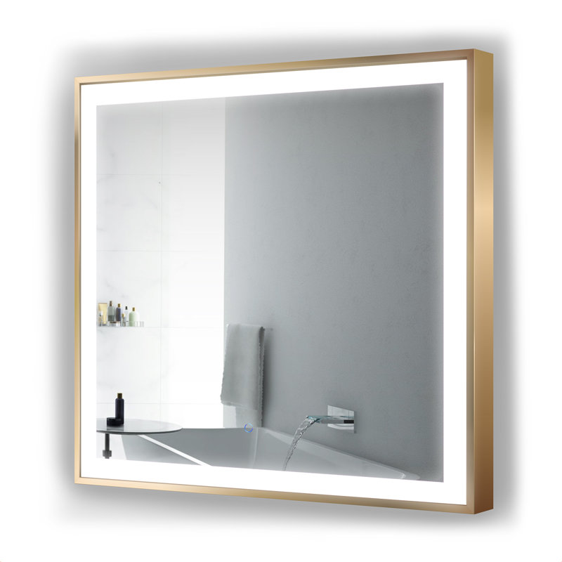 Ednaoverdorf Flat Wall Mirror, Gold, 36" x 36"