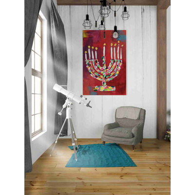 «Colorful Menorah» par Linda Woods, art mural sur toile