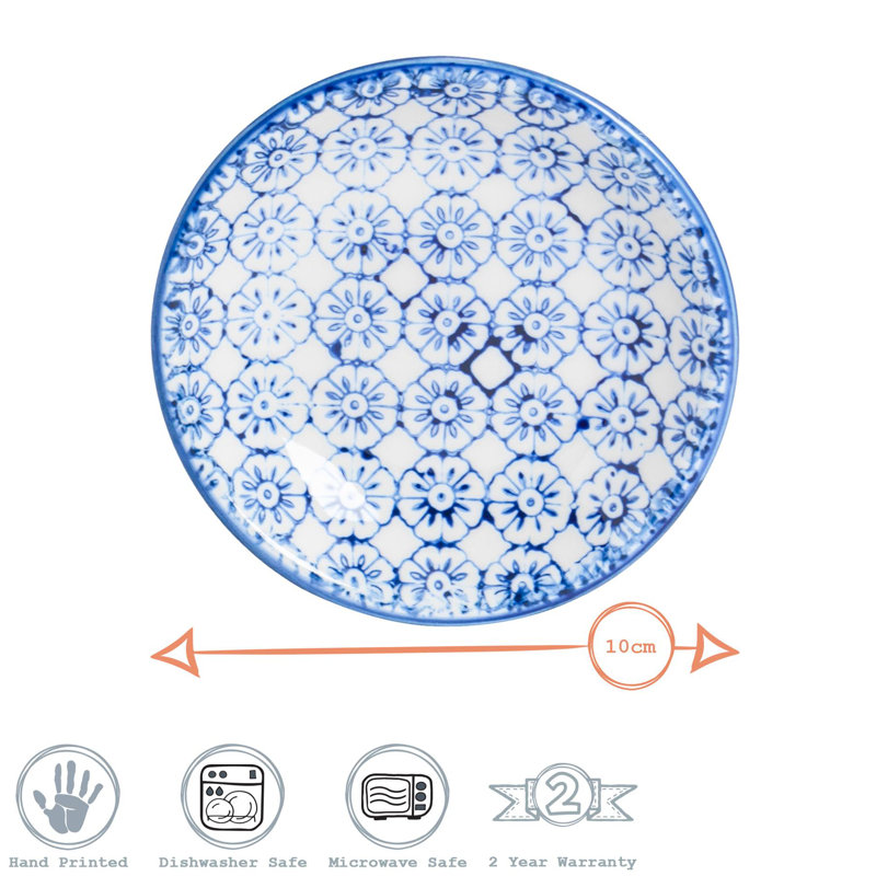 Nicola Spring Hand-Printed Sauce Dishes - 10cm - Navy - Pack of 3
