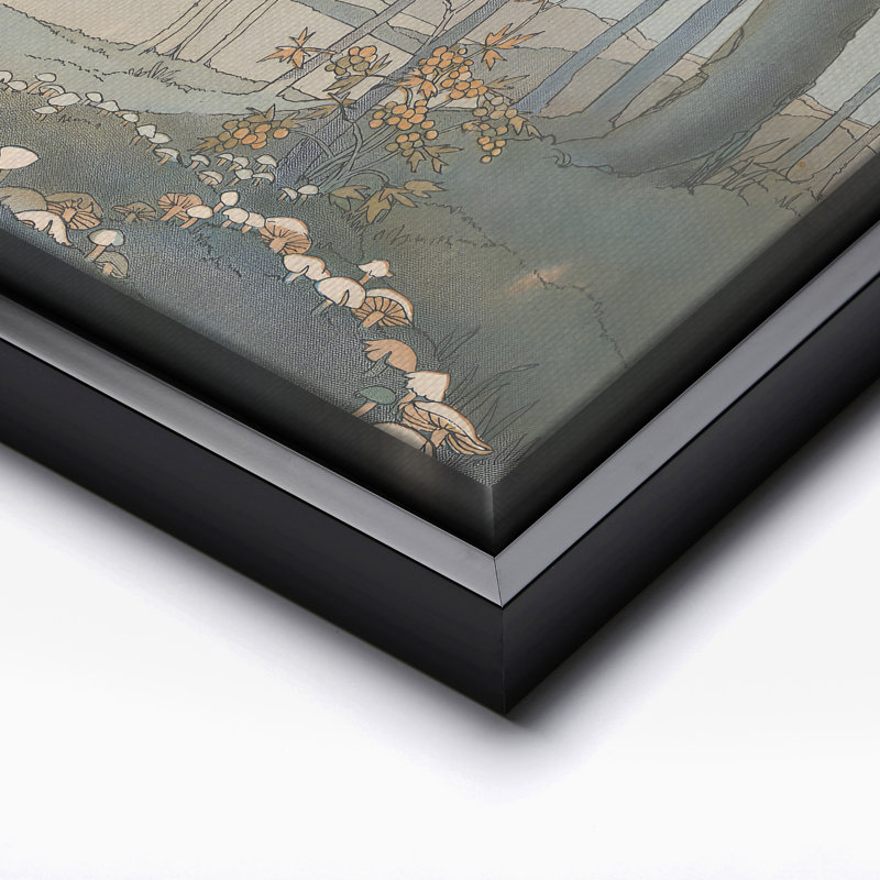 Lapin et la nouvelle lune, Black Framed, Canvas, 16"H x 20"W