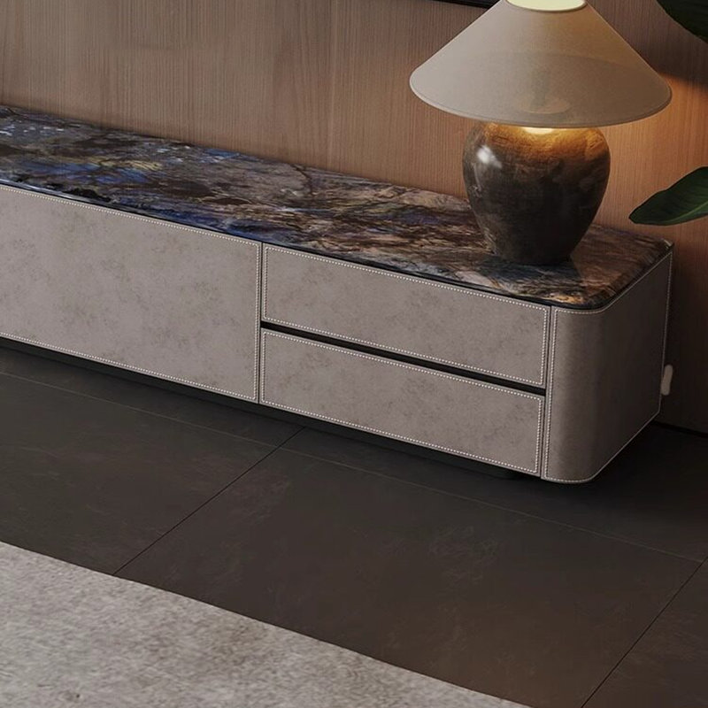 Meuble télé moderne en bois manufacturé gris Griotte, 94.49