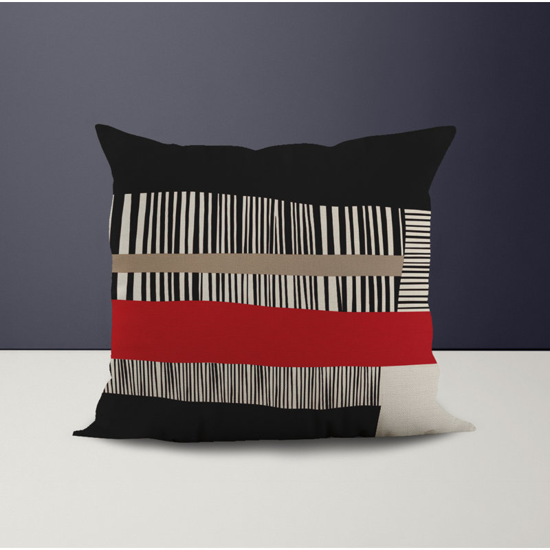 Chamu Polyester Throw Square Indoor/Outdoor Throw, 18" x 18", Red/Black