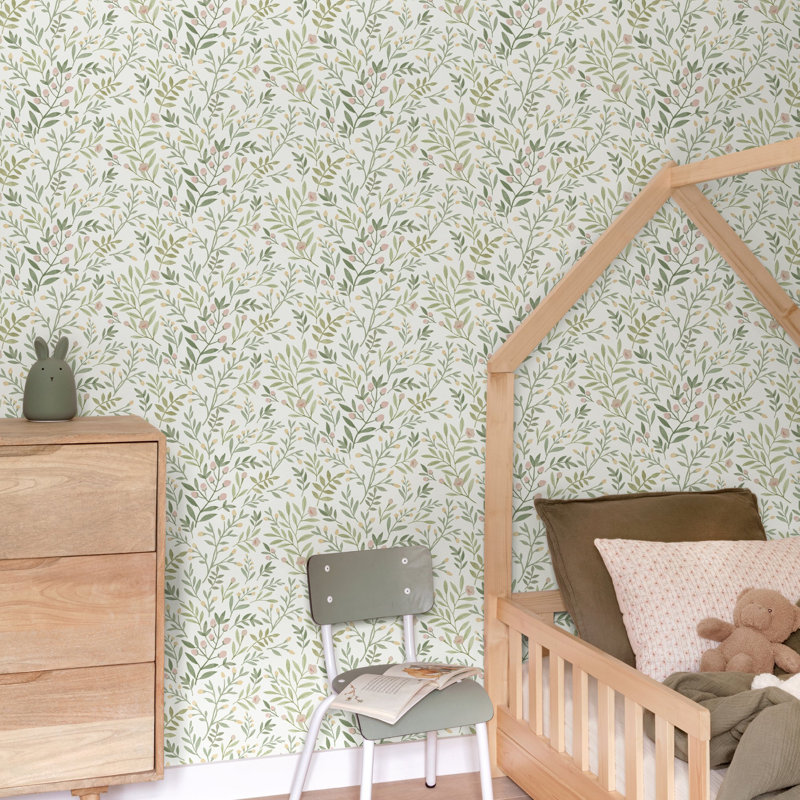 Inia Colection All-Over Leaf Branches Wallpaper Roll, Pink