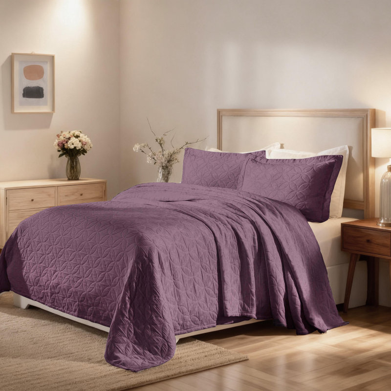 Ensemble de couvre-lit matelassé en coton The Blue Nile Mills, Mauve