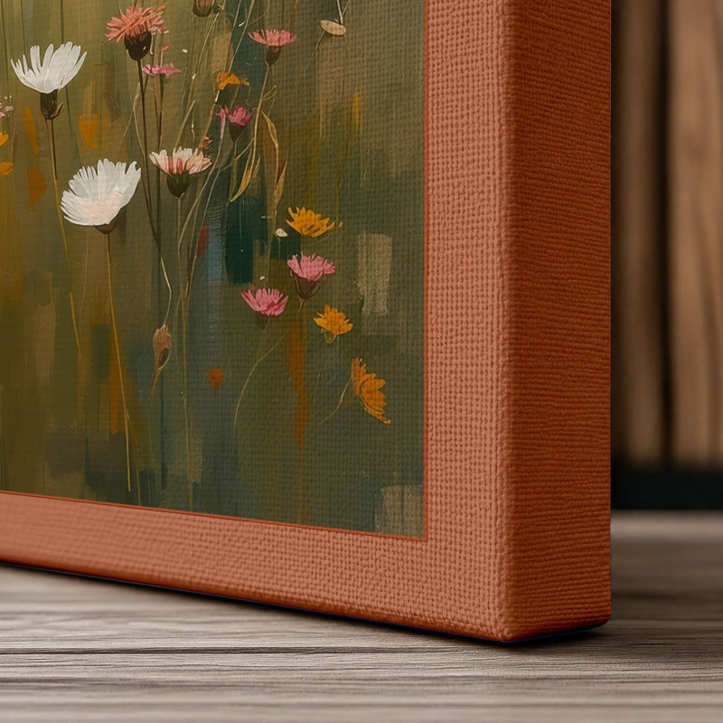 Misty Meadow Light Scandinavian - Wrapped Canvas, 24x16 - 61.0 x 40.6 cm, Terracotta Border
