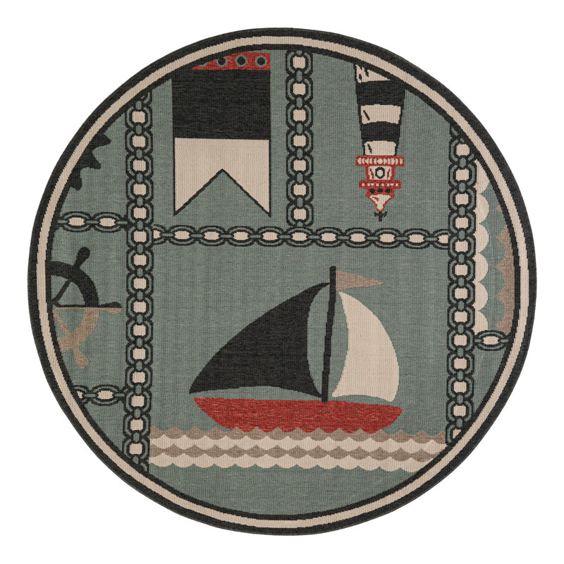 Angelys Indoor/Outdoor Area Rug, Round 6'1"