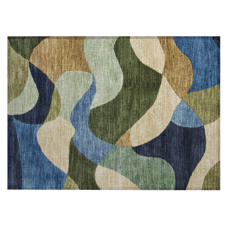 Machine Washable Indoor/Outdoor Jacinto ACN2141 Abstract Rug, Rectangle 1'8" x 2'6"