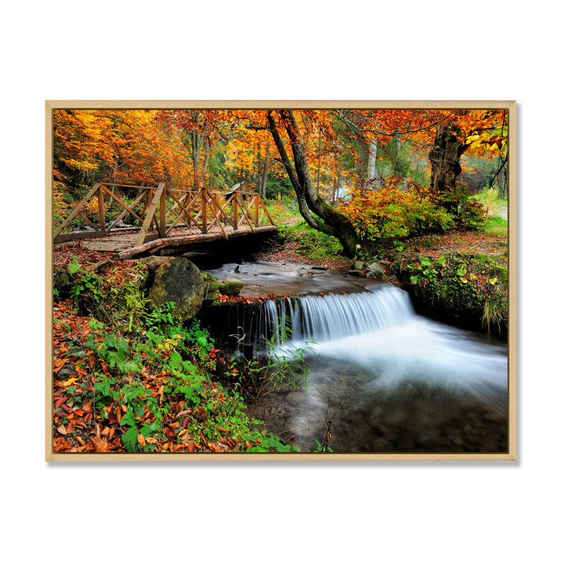 «Waterfall In The Autumn Forest», reproduction d'art sur toile traditionnelle, H 36 po x l 24 po x P 1 po
