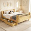 Lit plateforme double en bois pour enfants, lit double en bois à profil bas avec rails pour filles et garçons, naturel-1094014040-1094014055