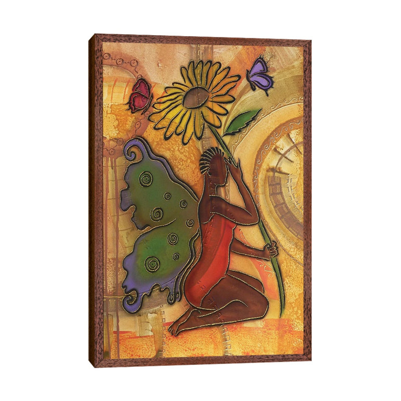 3 Butterflies by Fred Odle - Print on Canvas, Classic Brown Wood Framed, 66.04 cm H x 45.72 cm W