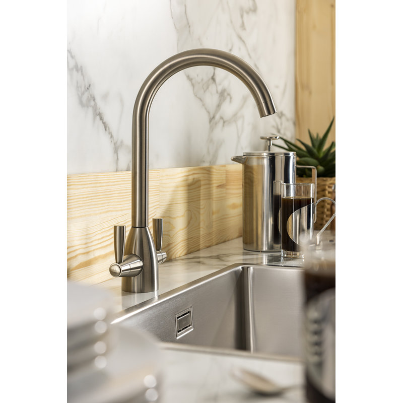 Abode Zermat Dual Lever Kitchen Mixertap, Brushed Nickel