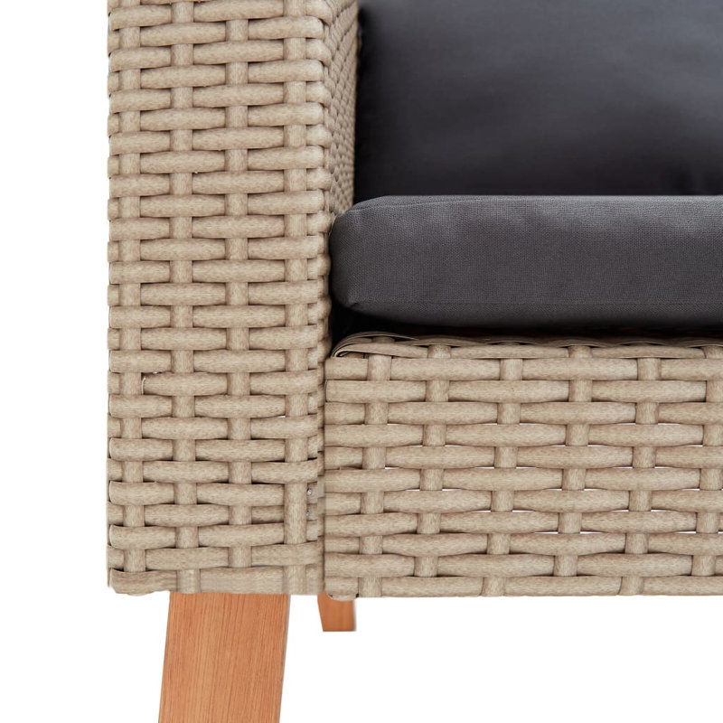 2 Piece Lounge Chair with Cushions, Black, Oak