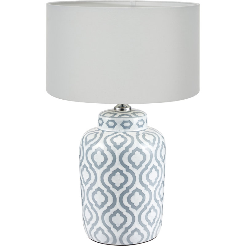 Ceramic Table Lamp, 18.5" H x 11.81" W x 11.81" D, Grey, Cream