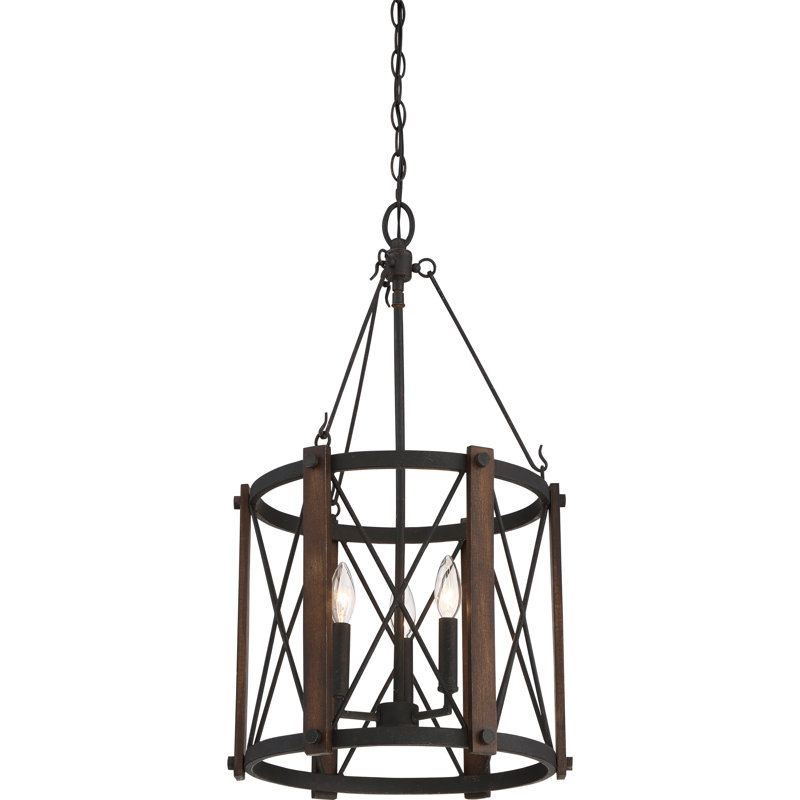Luminaire suspendu cylindrique de style lanterne à 3 lumières Kafader