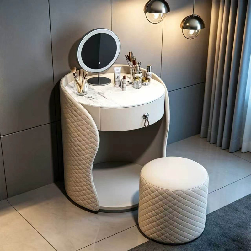 Coiffeuse 23,62 "en bois massif minimaliste moderne avec miroir