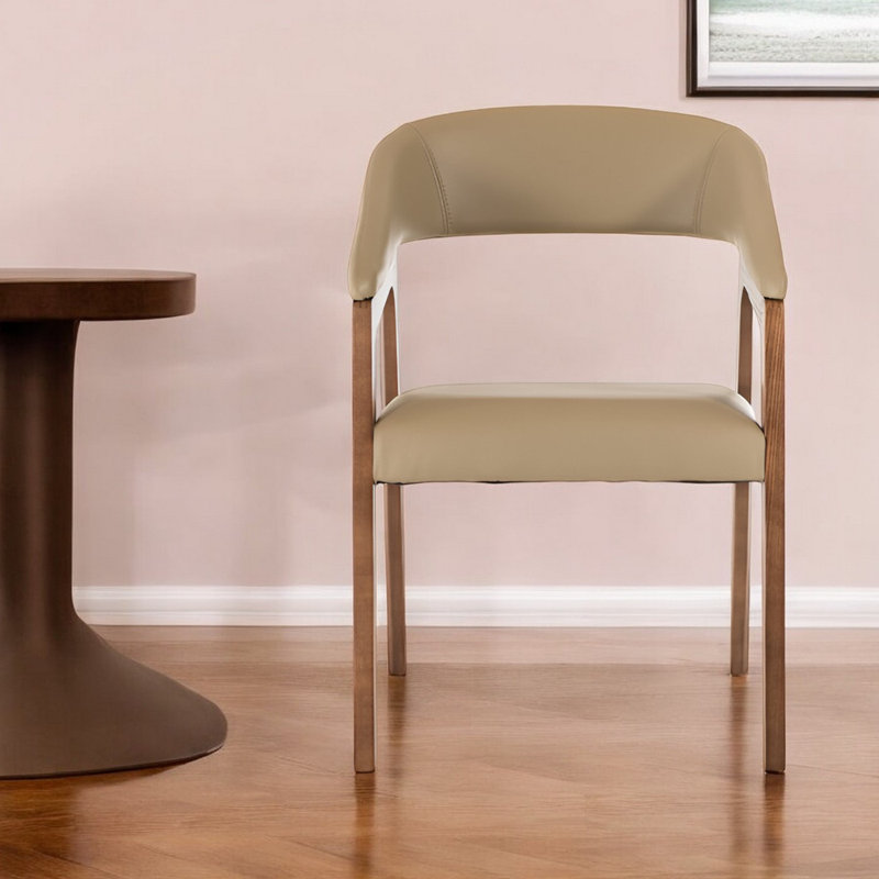 Fauteuil de salle à manger à dossier incurvé taupe et brun 31 po Ilza