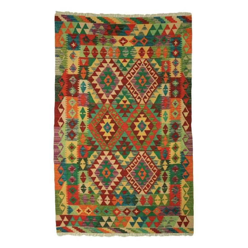 Tapis en coton multicolore, Rectangle 3 pi 11,24 po x 5 pi 10,87 po